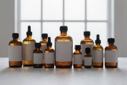 Apothekerflaschen im Gegenlicht