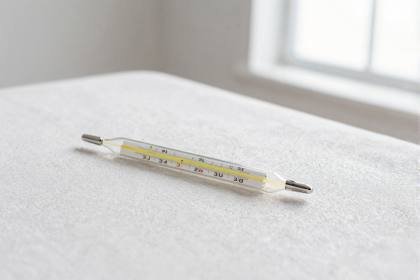 Glasthermometer auf Leinentuch