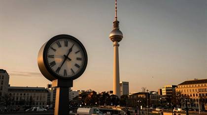 Fernsehturm mit Straßenuhr