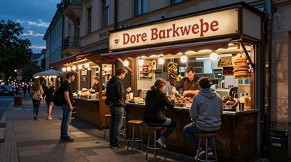 Imbissstand in der Dämmerung