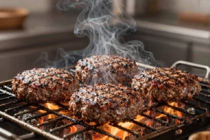 Patties auf dem Flammengrill