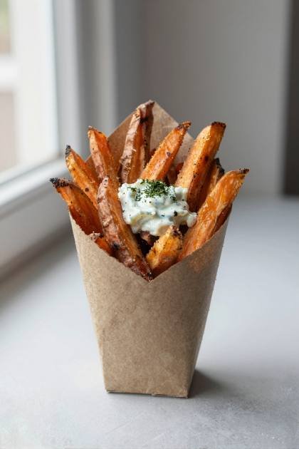 Süßkartoffel-Pommes (hoch)