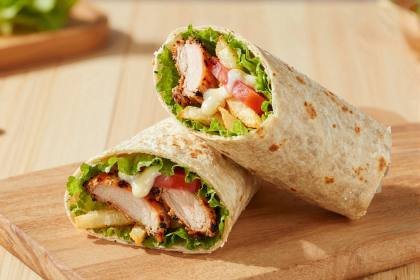 Haehnchen-Wrap aufgeschnitten