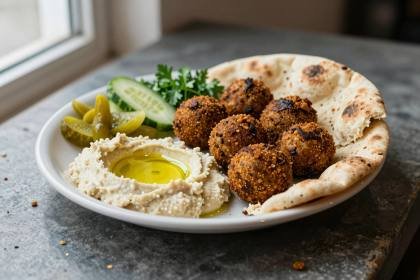 Falafel-Teller mit Hummus