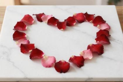 Herz aus Rosenblättern