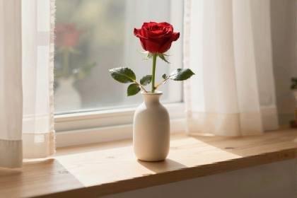 Rose am Fenster