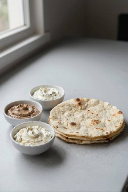 Brot mit Dips (hoch)