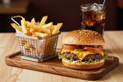 Burger-Menü mit Pommes