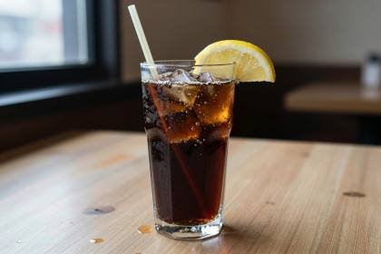 Cola mit Eis und Zitrone