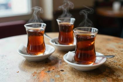 Türkischer Tee im Tulpenglas