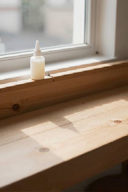 Leimflasche neben Schraubzwinge