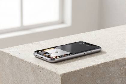 Geöffnetes Smartphone von innen