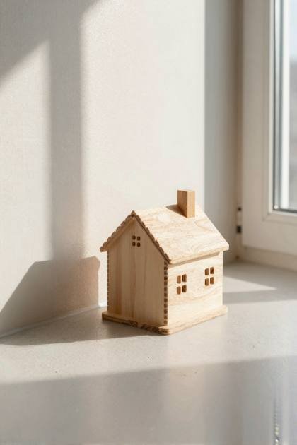 Kleines Holzhaus als Modell