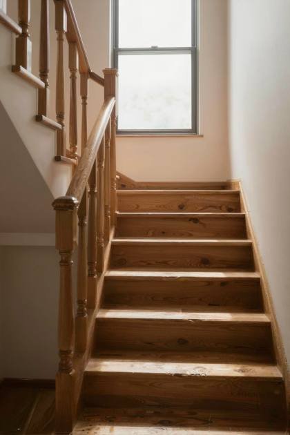 Holztreppe mit Geländer