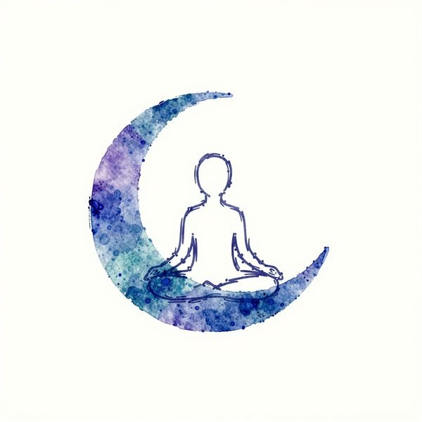 Meditierende Figur im Mondbogen — Yoga