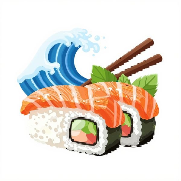 Sushi-Rollen mit Welle — Sushi-Bar