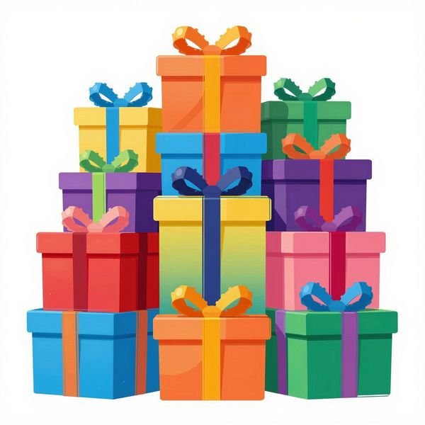 Berg bunter Geschenke — Geschenkladen