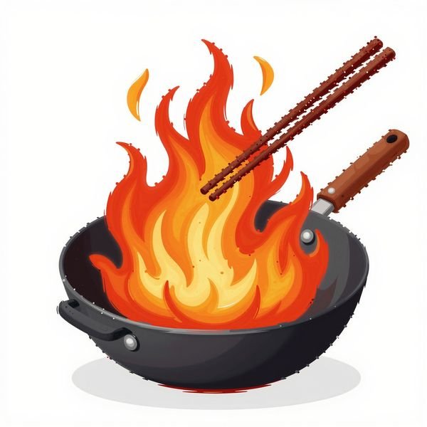 Wok mit Flammenwurf — Asia-Küche