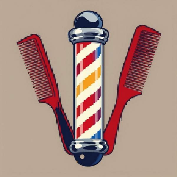 Barber-Pole mit Rasiermesser — Barbershop