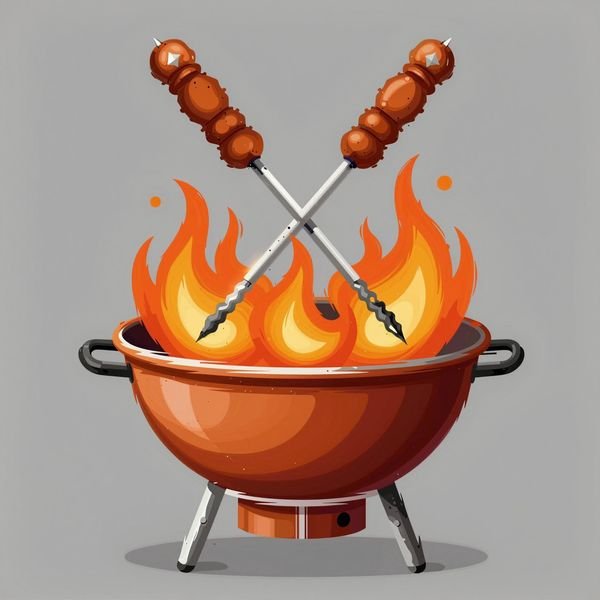 Grillkessel mit Spießen — Grillhaus