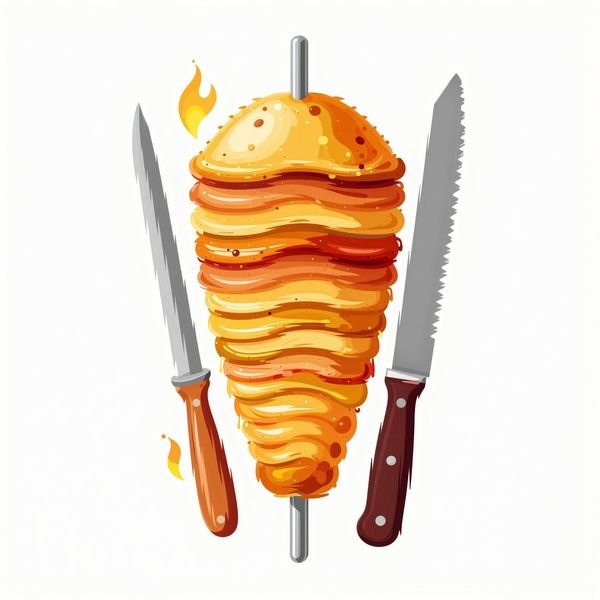 Shawarma-Spieß mit Messern — Shawarma & Grill