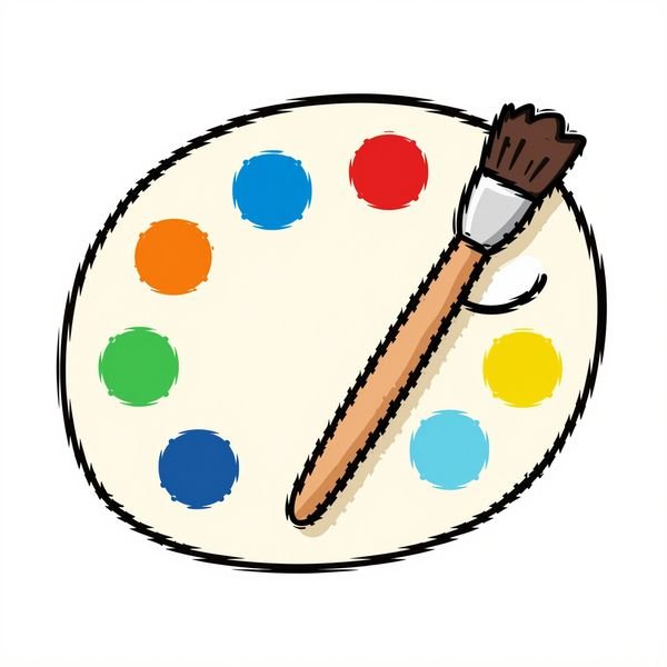 Palette mit Farbtupfern — Malschule