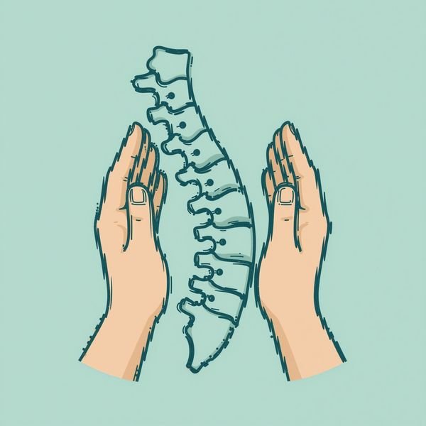 Hände stützen Wirbelsäule — Physiotherapie