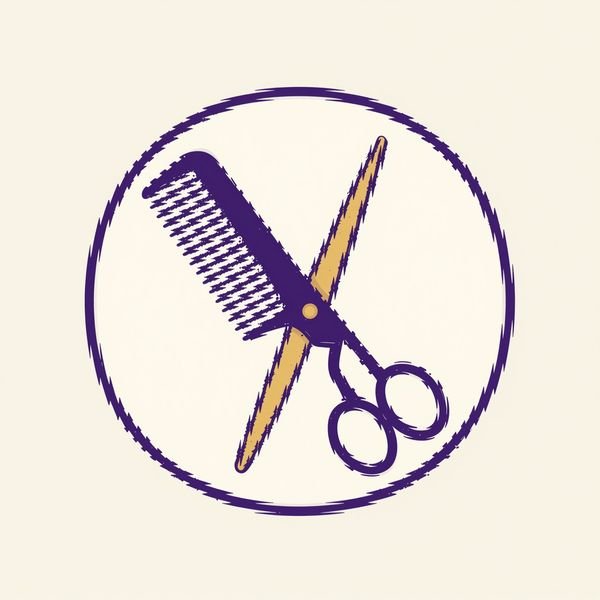 Schere & Kamm im Rundrahmen — Friseursalon