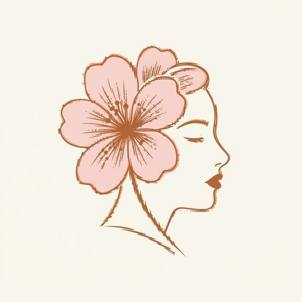 Gesichtsprofil mit Blüte — Kosmetikstudio