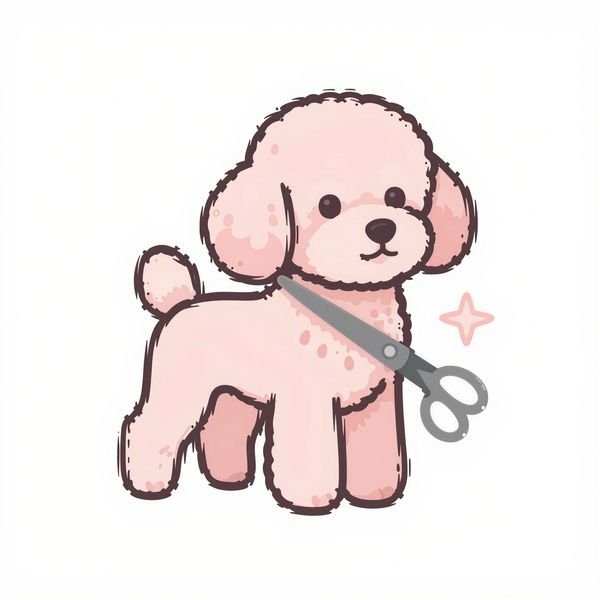 Pudel mit Schere — Hundesalon