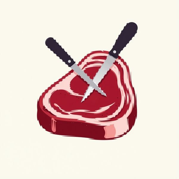 Steak mit Tranchiermessern — Steakhaus
