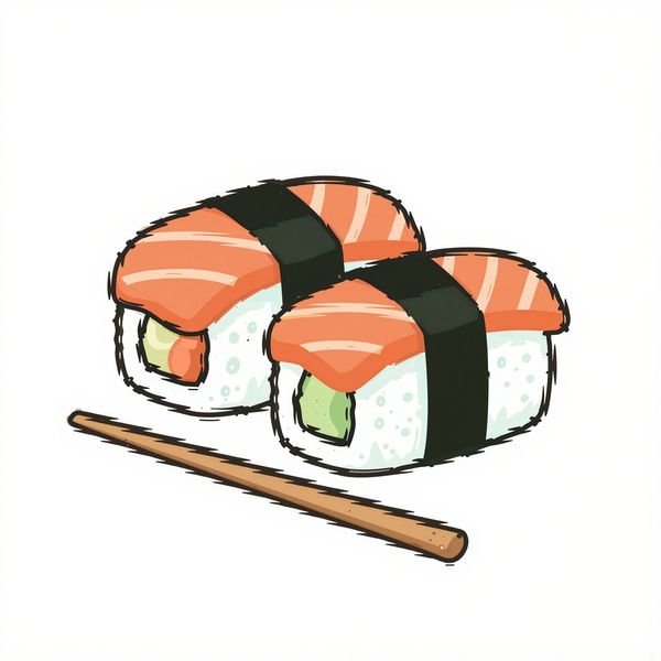 Sushi-Rollen mit Stäbchen — Sushi-Bar