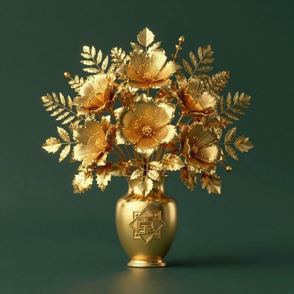 Goldstrauß in der Vase — Blumen & Deko