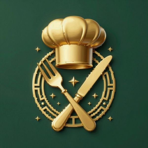 Goldene Kochmütze mit Besteck — Restaurant