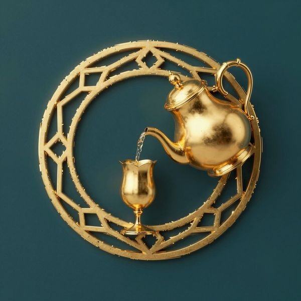 Goldene Teekanne im Mondring — Teehaus