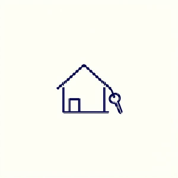 Haus mit Schluessel aus einer Linie — Immobilien