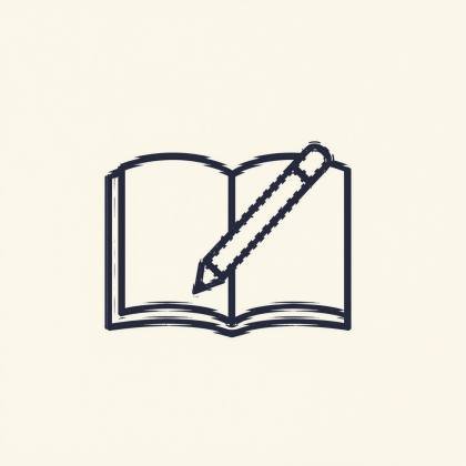 Buch & Stift (Strichlinie)