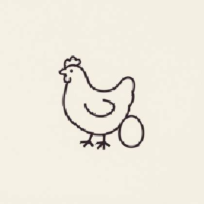Huhn & Ei (Strichlinie)