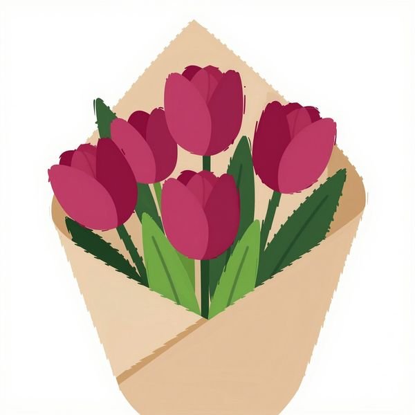 Tulpenstrauß im Packpapier — Blumenladen