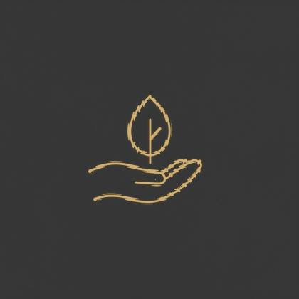 Hand mit Blatt (Monolinie)