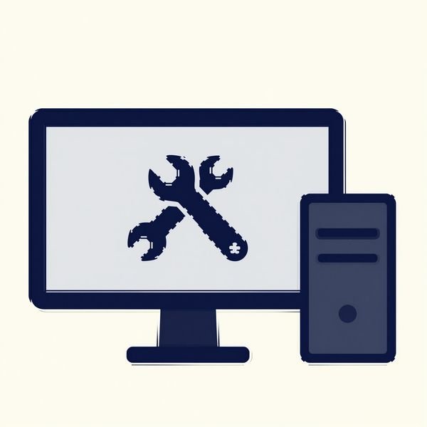 Monitor & Tower mit Werkzeug — PC-Werkstatt