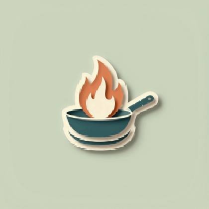 Pfanne mit Flamme (Papierschnitt)