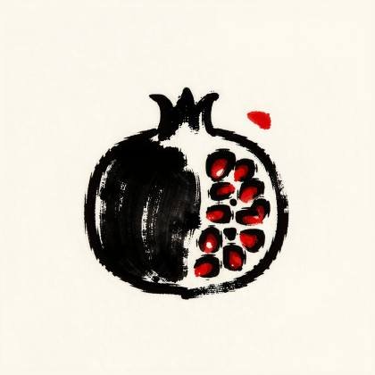 Granatapfel (Tuschepinsel)