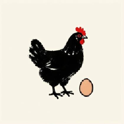 Huhn & Ei (Tuschepinsel)