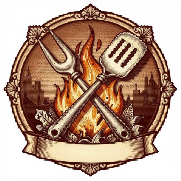 Grillbesteck über Flamme — Grillhaus