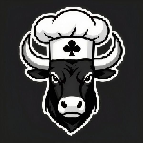 Stier mit Kochmütze — Steakhaus