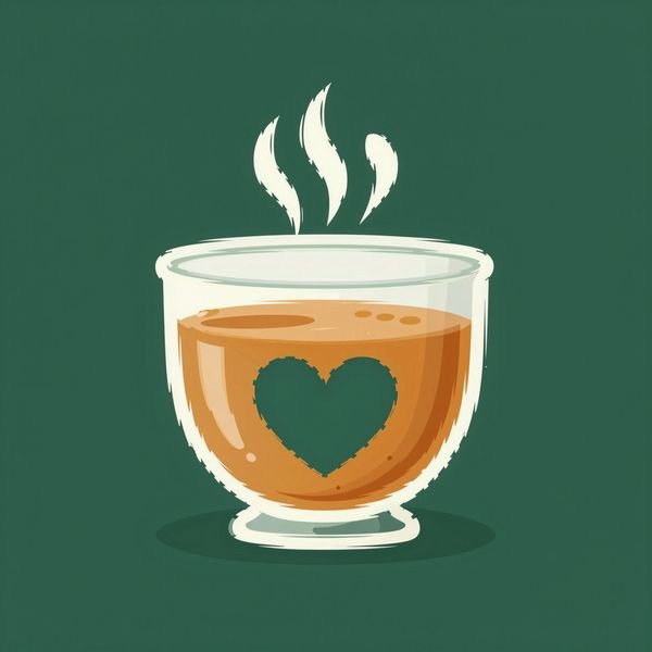 Tulpenglas mit Dampfherz — Çay & Tee