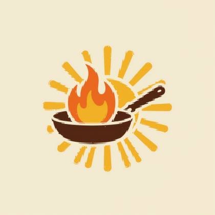 Pfanne mit Flamme (Retro)