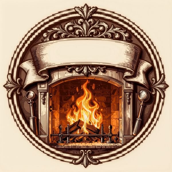 Kamin mit Feuer & Besteck — Kaminbau