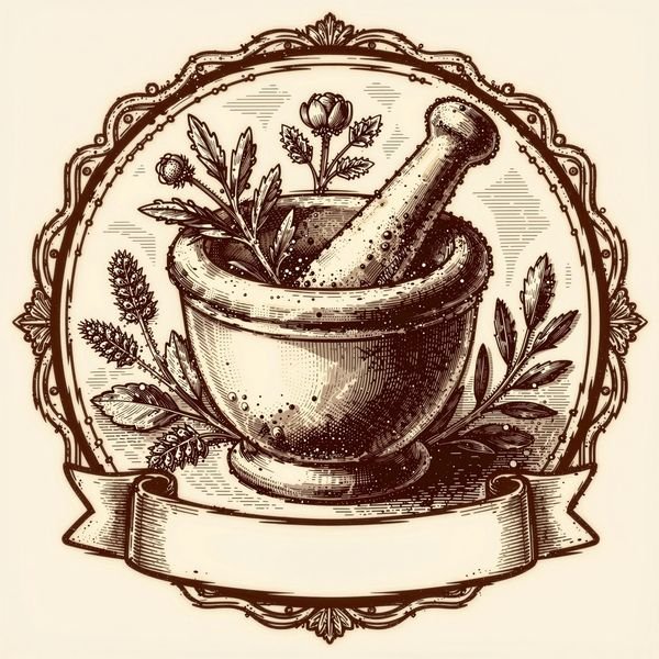 Mörser mit Kräutern — Apotheke & Naturheilkunde